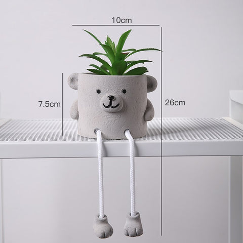 Creative pendant doll gadget Handmade Cement Potted Plant with Hanging Feet